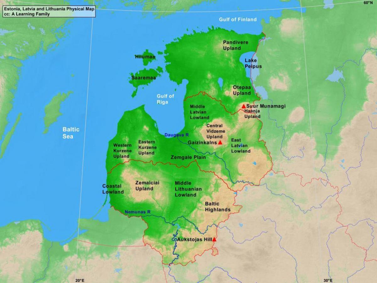 karta över Estland fysiska