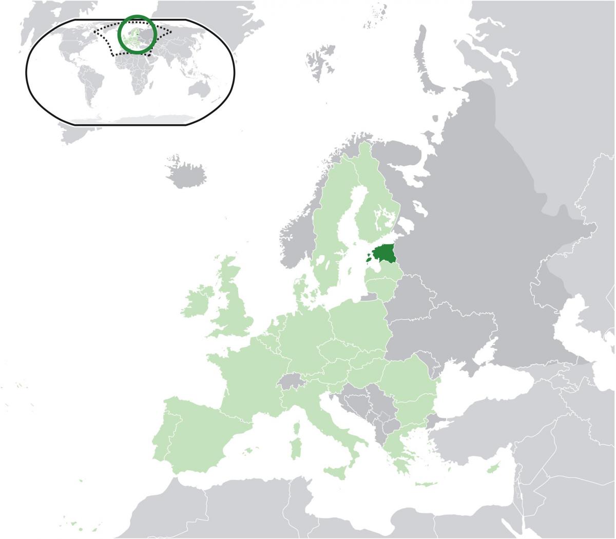 Estland på en karta över europa