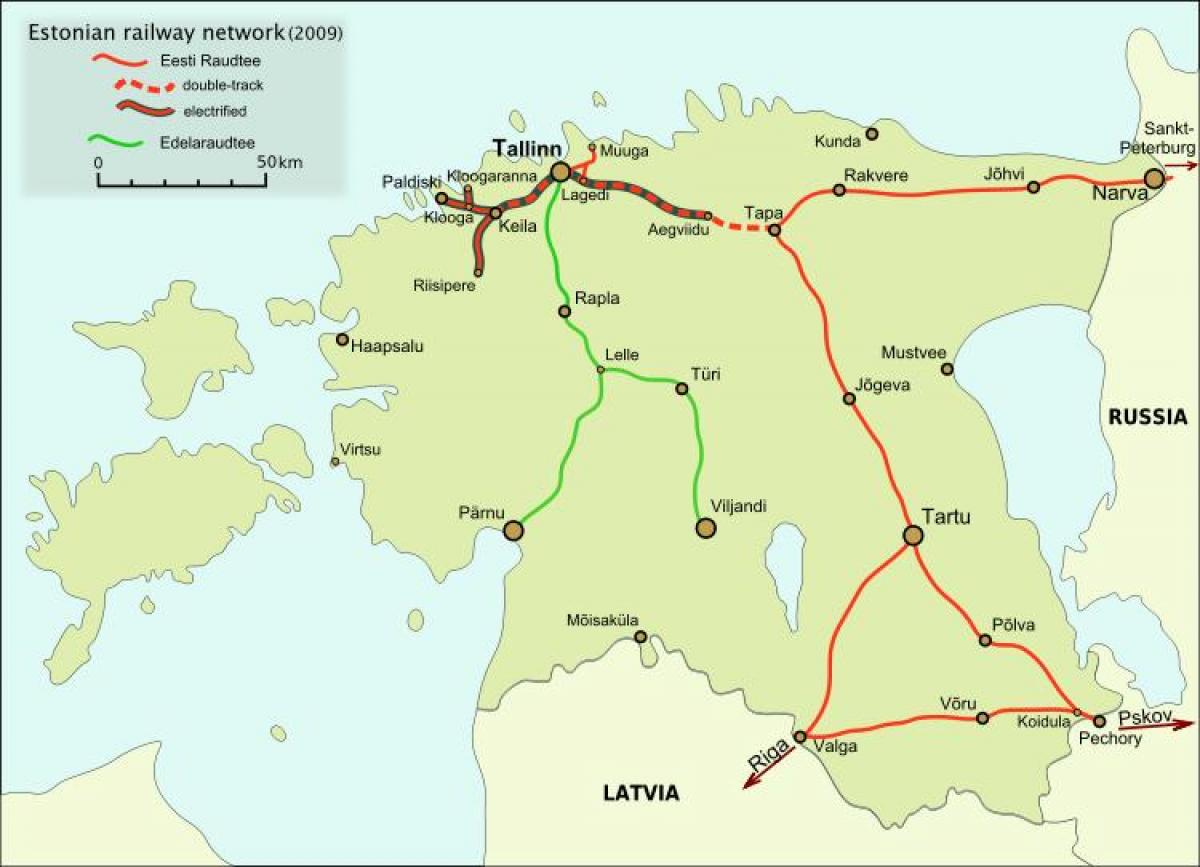 karta över estniska järnvägar