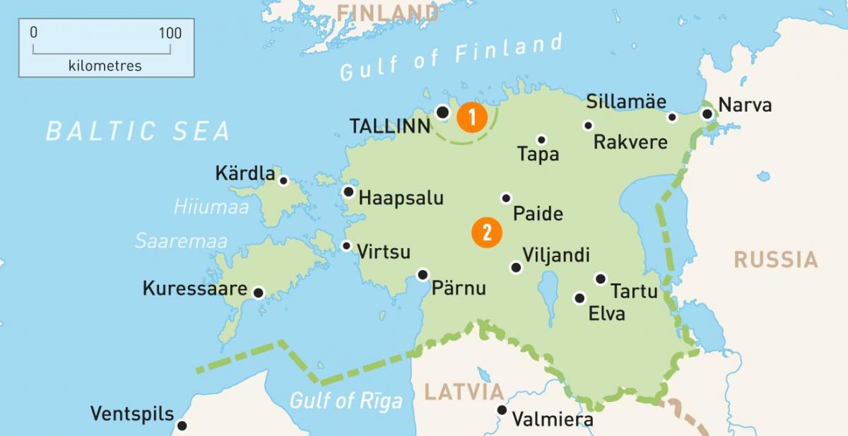 en karta över Estland