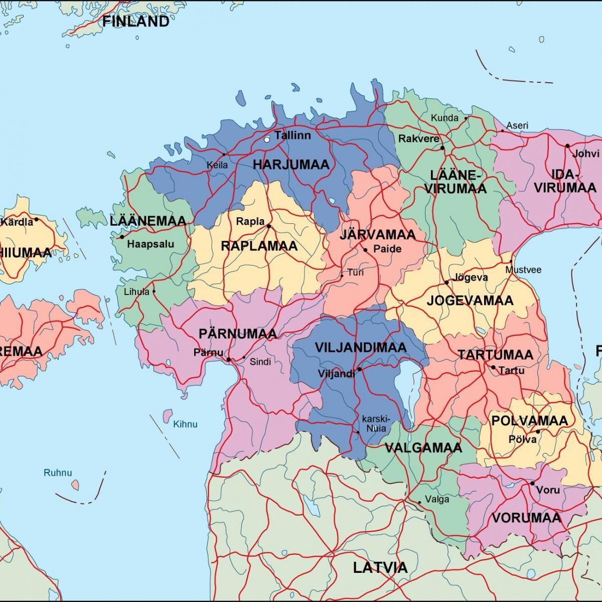 karta över Estland politiska