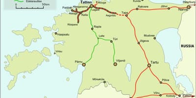 Karta över estniska järnvägar